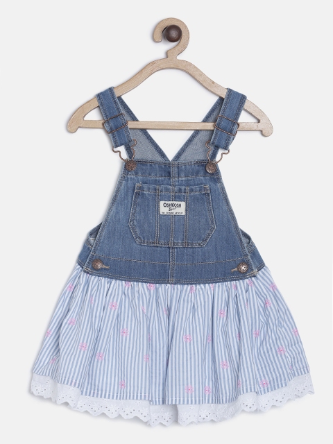 

OSHKOSH Bgosh Girls Solid Blue Pinafore Dress