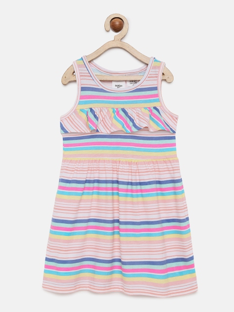 

OSHKOSH Bgosh Girls Multicoloured Striped Fit and Flare Dress, Multi