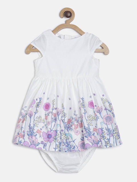 

OSHKOSH Bgosh Girls White Floral Print A-Line Dress