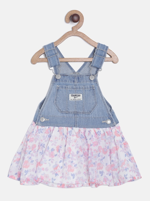 

OSHKOSH Bgosh Girls Blue Floral Printed Pinafore Dress