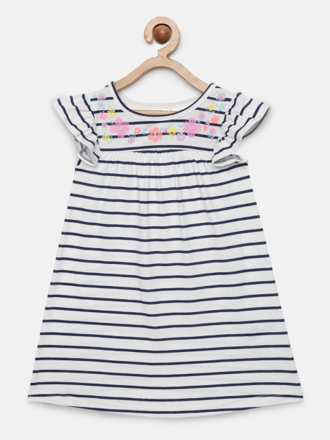 

OSHKOSH Bgosh Girls Striped White A-Line Dress