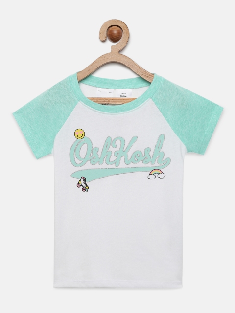 

OSHKOSH Bgosh Girls White Printed Round Neck T-shirt