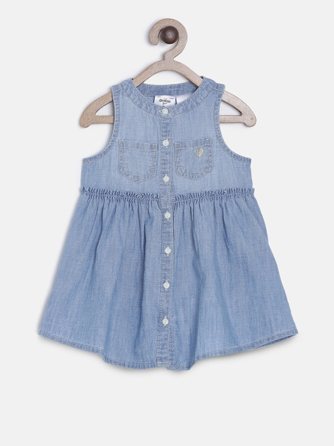 

OSHKOSH Bgosh Girls Solid Blue Fit and Flare Dress