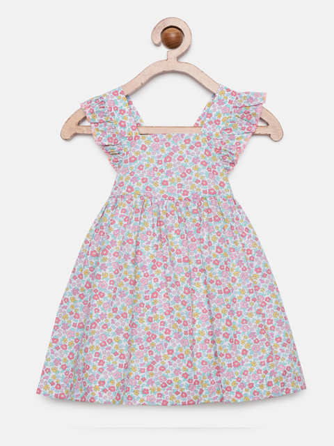 

OSHKOSH Bgosh Girls Multicoloured Floral Printed Fit and Flare Dress with Briefs, Multi