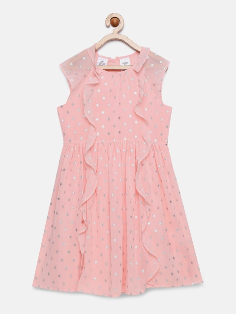 

OSHKOSH Bgosh Girls Printed Peach-Coloured A-Line Dress