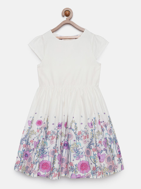 

OSHKOSH Bgosh Girls White Floral Print Fit and Flare Dress