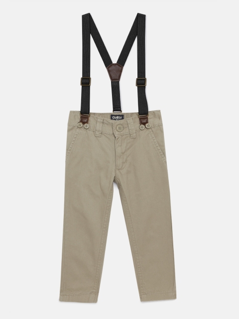 

OSHKOSH Bgosh Boys Khaki Brown Regular Fit Solid Regular Trousers