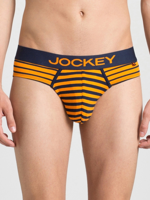 

Jockey Men Orange & Navy Blue Striped Briefs FP24-0105-JNAG2