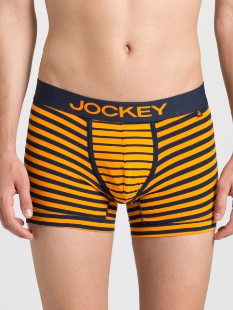 

Jockey Men Mustard Yellow & Navy Blue Striped Trunks FP25-0105-JNAG7