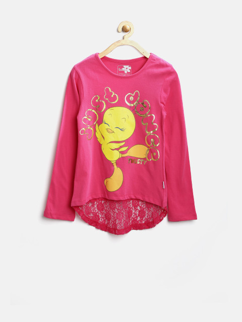

Kids Ville Girls Pink Tweety Printed Lace Inserts Top, Magenta