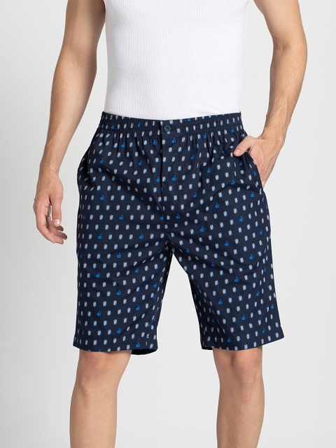 

Jockey Men Navy Blue & Grey Printed Lounge Shorts