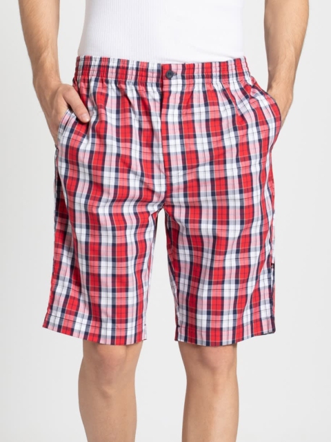 

Jockey Men Red & White Regular Fit Checked Lounge Shorts
