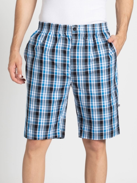 

Jockey Men Blue & White Checked Lounge Shorts
