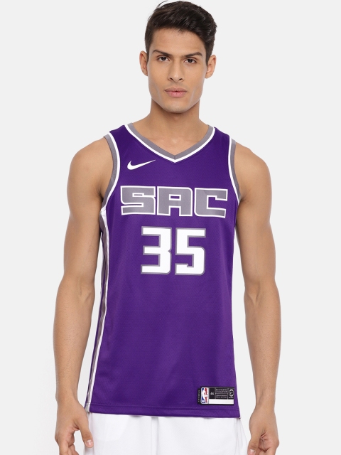 

Nike Men Purple DRY-FIT Bagley Swingman San Antonio Basketball Jersey T-shirt