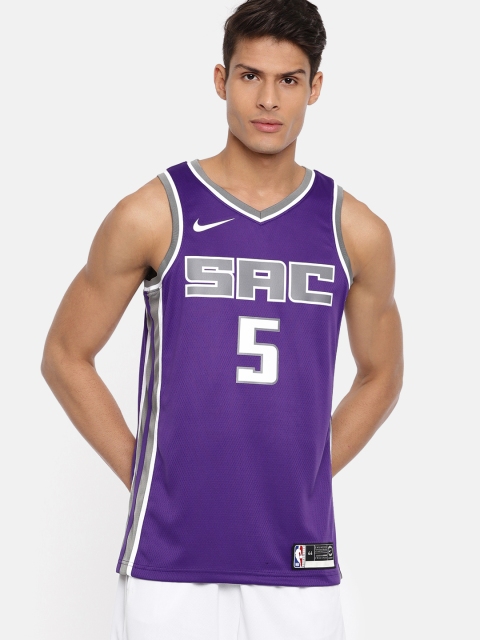 

Nike Men Purple DRY-FIT Fox Swingman San Antonio Basketball Jersey T-shirt