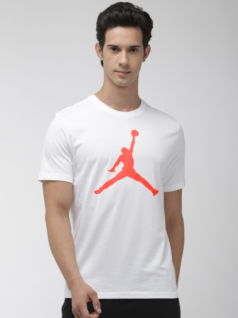 

Nike Men White Jordan Printed JUMPMAN Standard Fit Round Neck T-shirt