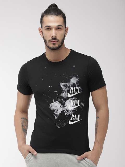 

Nike Men Black Printed AS M NK DRY-FIT Round Neck Running T-shirt