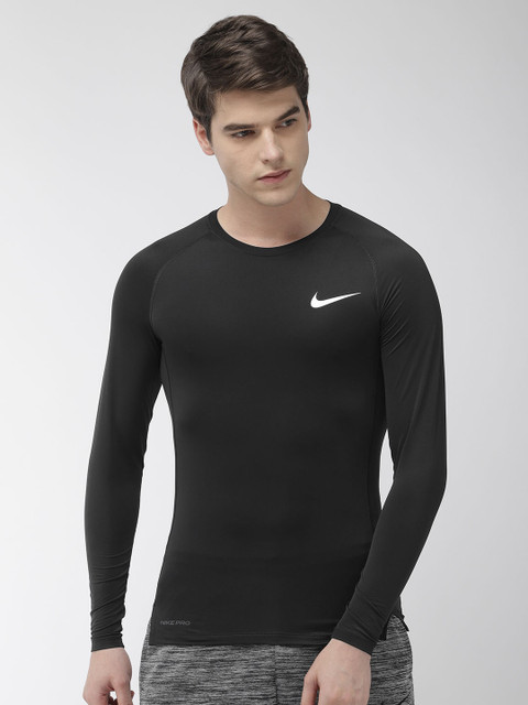 

Nike Men Black Solid AS M NP LS TIGHT Dri-Fit Round Neck Training T-shirt