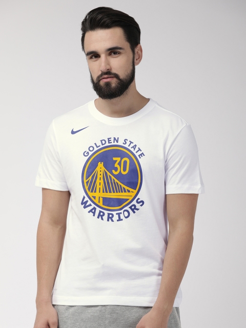 

Nike Men White Printed Round Neck Dri-Fit T-shirt