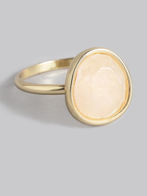 

Accessorize Women Peach-Coloured & Gold-Toned Stone-Studded Finger Ring