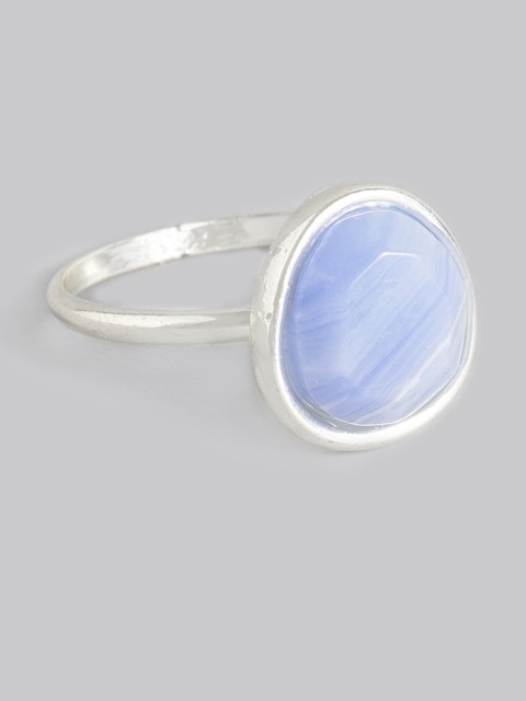 

Accessorize Women Blue & Silver-Toned Stone-Studded Finger Ring