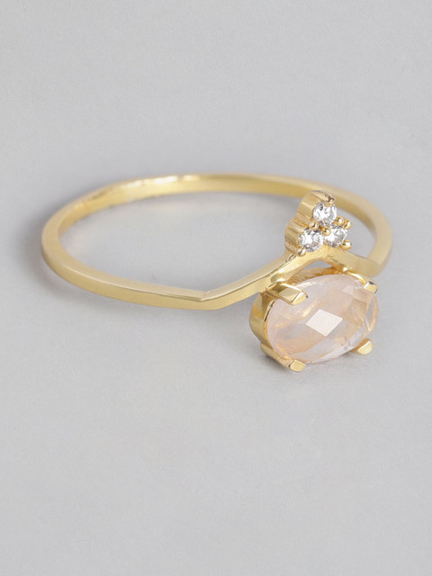 

Accessorize Women Pink & Gold-Plated CZ Studded Finger Ring