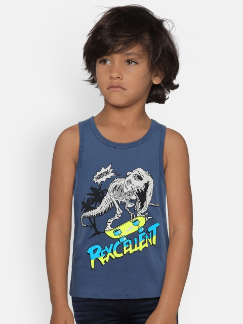 

OSHKOSH Bgosh Boys Blue Printed Round Neck Sleeveless T-shirt