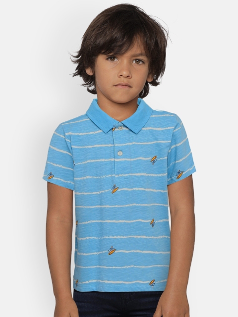 

OSHKOSH Bgosh Boys Blue Printed Polo Collar T-shirt