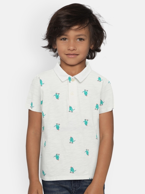 

OSHKOSH Bgosh Boys White Printed Polo Collar T-shirt