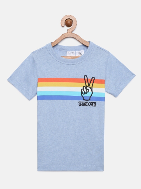 

OSHKOSH Bgosh Boys Blue Solid Round Neck T-shirt
