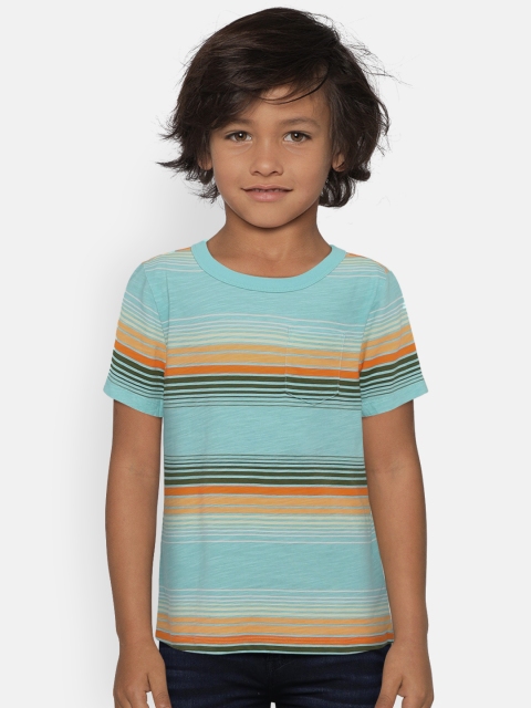 

OSHKOSH Bgosh Boys Blue Striped Round Neck T-shirt