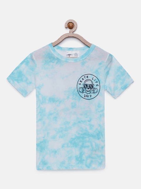 

OSHKOSH Bgosh Boys White & Blue Printed Round Neck T-shirt