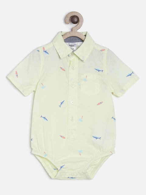 

OSHKOSH Bgosh Boys Yellow Printed Bodysuit