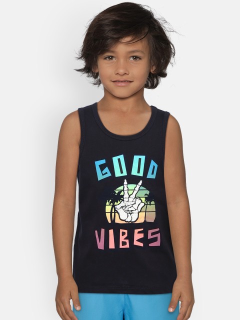 

OSHKOSH Bgosh Boys Black Printed Innerwear Vest