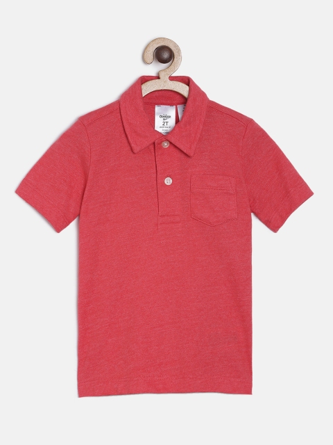 

OSHKOSH Bgosh Boys Red Solid Polo Collar T-shirt