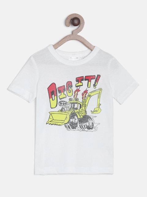 

OSHKOSH Bgosh Boys White Printed Round Neck T-shirt