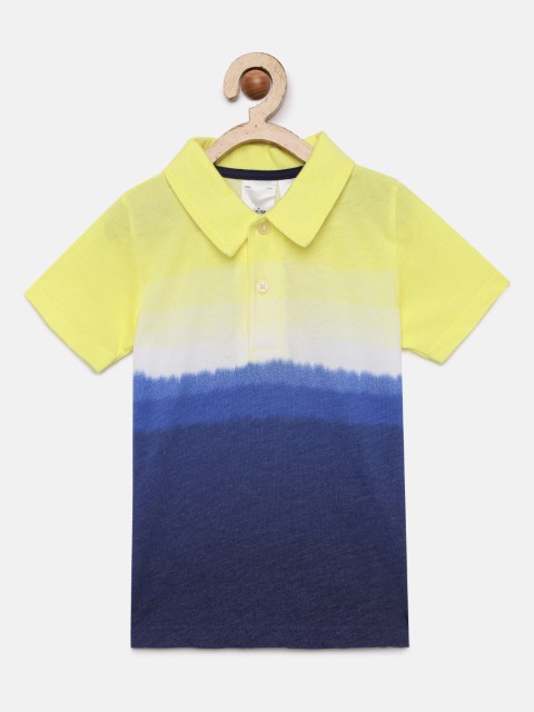 

OSHKOSH Bgosh Boys Yellow Colourblocked Polo Collar T-shirt