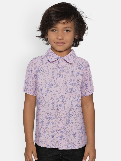 

OSHKOSH Bgosh Boys Pink & Blue Regular Fit Printed Casual Shirt