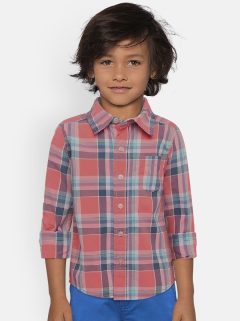 

OSHKOSH Bgosh Boys Pink & Blue Regular Fit Checked Casual Shirt