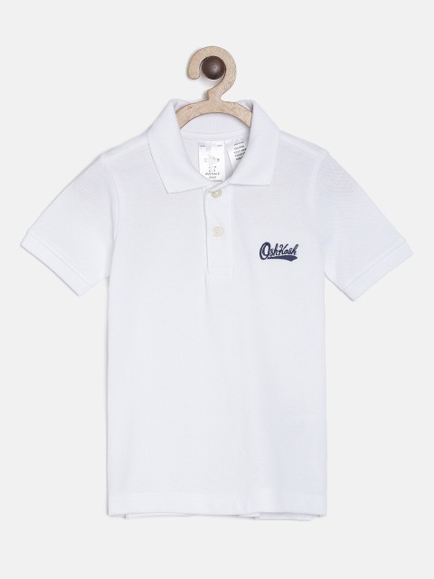 

OSHKOSH Bgosh Boys White Solid Polo Collar T-shirt