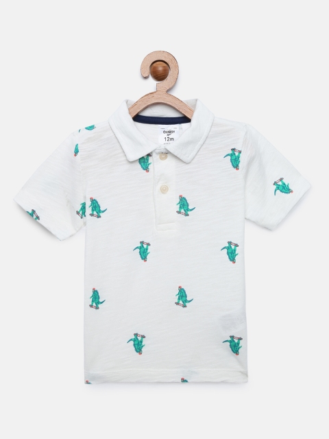 

OSHKOSH Bgosh Boys Off-White Printed Polo Collar T-shirt