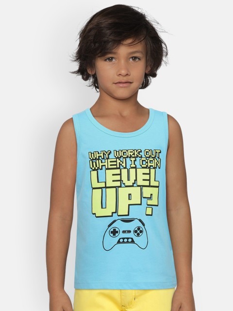 

OSHKOSH Bgosh Boys Blue Printed Innerwear Vest, Turquoise blue