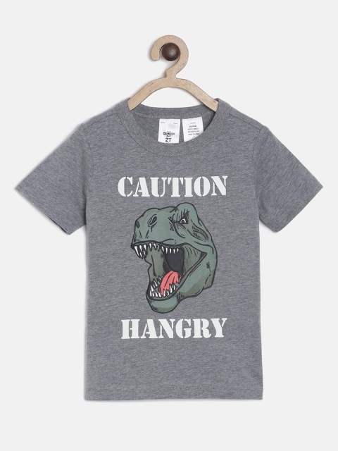 

OSHKOSH Bgosh Boys Grey Printed Glow In The Dark Round Neck T-shirt