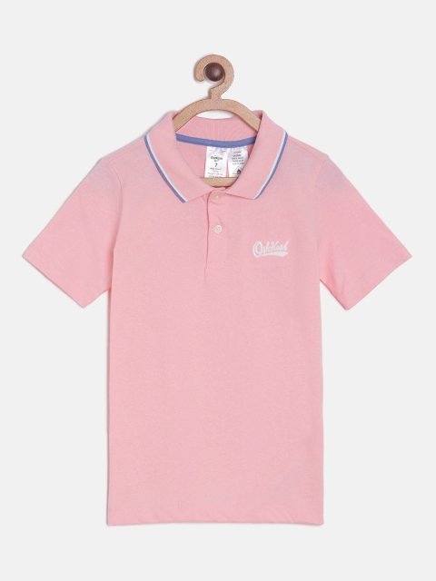

OSHKOSH Bgosh Boys Pink Solid Polo Collar T-shirt