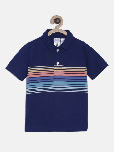 

OSHKOSH Bgosh Boys Blue Striped Polo Collar T-shirt