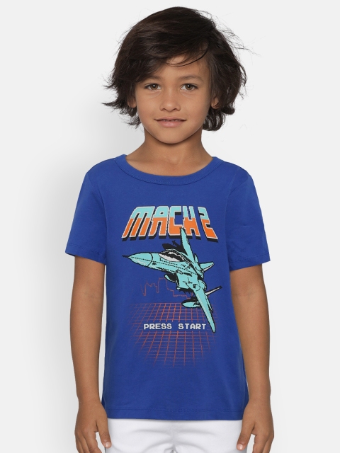 

OSHKOSH Bgosh Boys Blue Printed Round Neck T-shirt