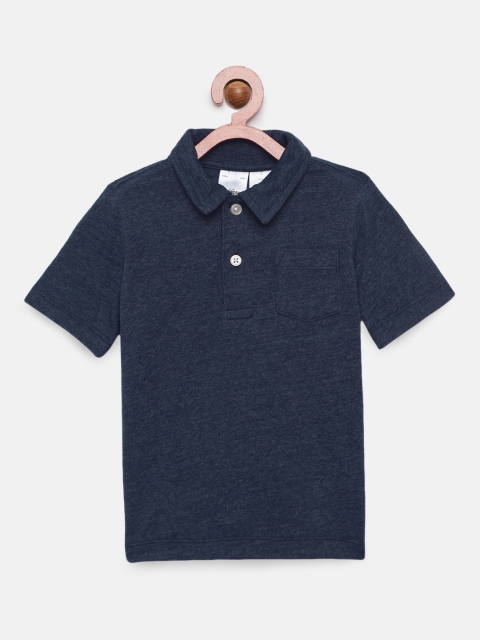 

OSHKOSH Bgosh Boys Navy Blue Solid Polo Collar T-shirt