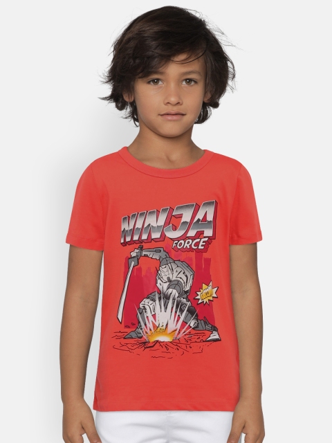 

OSHKOSH Bgosh Boys Orange Printed Round Neck T-shirt