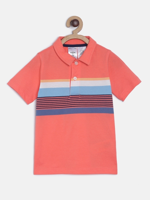 

OSHKOSH Bgosh Boys Coral Striped Polo Collar T-shirt