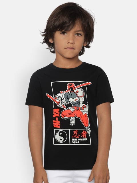 

OSHKOSH Bgosh Boys Black Printed Glow In The Dark Round Neck T-shirt